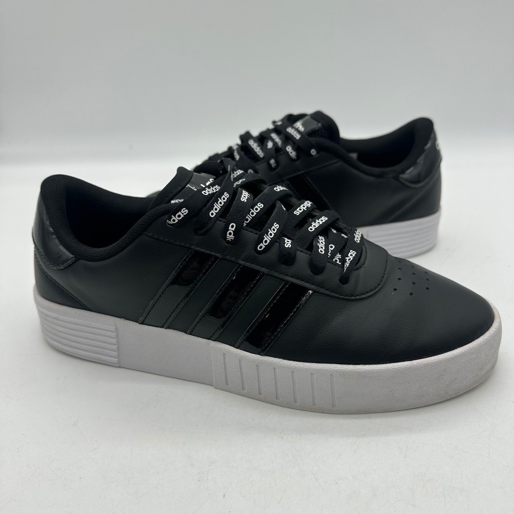 Adidas FY9993 Women Size 8.5 Court Bold Platform Sneakers Core Black White Shoes